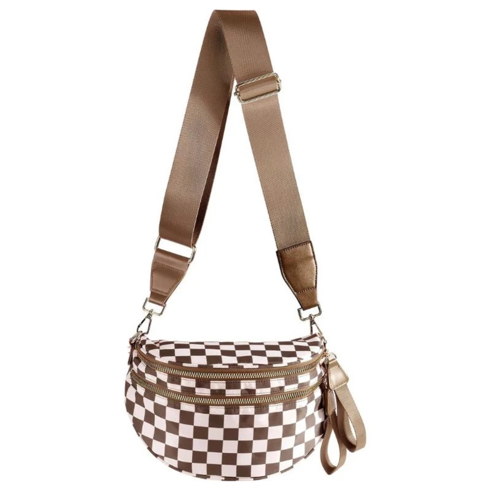 Insta viral Brown Checkered GoFree The Roomiest Crossbody MAKE AN OFFER